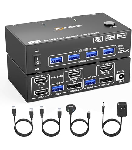 ATEN デュアルDisplayPort KVMPスイッチ CS1942DP Amazon | ATEN 2ポートUSB3.0ハブ搭載 4K対応 デュアルDisplayPort